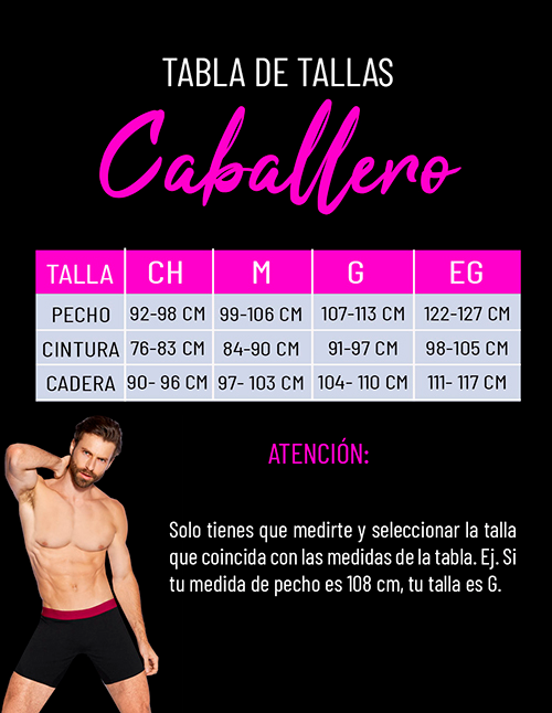 Tabla de tallas ropa interior online mujer